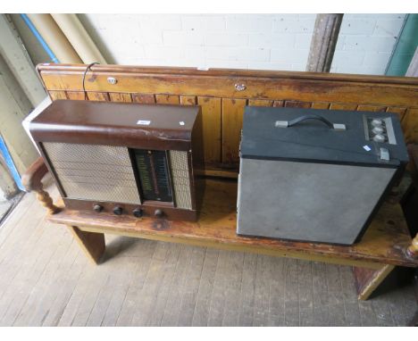 A Vintage Pye radio and a Gondolier vintage record player with Garrard turntable 