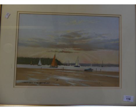 Jeffrey Bradley - Spring Evening Poole Harbour, Dorset, pastel, signed lower left, framed and glazed. 