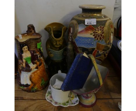 A mixed lot of assorted ceramics to include a large satsuma vase, an Ault Titbits toby jug, a Burleigh ware jug and other mix