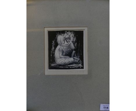 D. G. Valentine - Mother and Child, black and white etching, framed and glazed. 