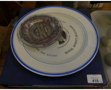 Manchester Ship Canal interest, a late 19th Century plate marked 'Eccles and Pantricroft Demonstration Ox Roasted 31st August