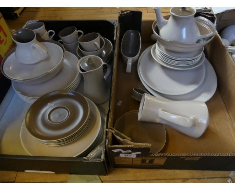 A quantity of Poole Pottery mushroom and brown decorated tea and table wares 