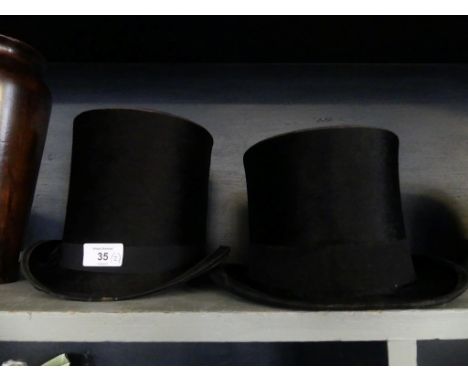 Two vintage top hats, one marked Austin Reed Ltd London, Gerrard Hats, the other marked Superior Manufacture Prize Medal Plus