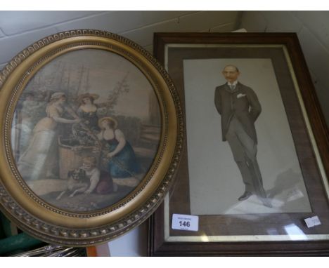 A framed Spy print together with an oval framed print September (2) 