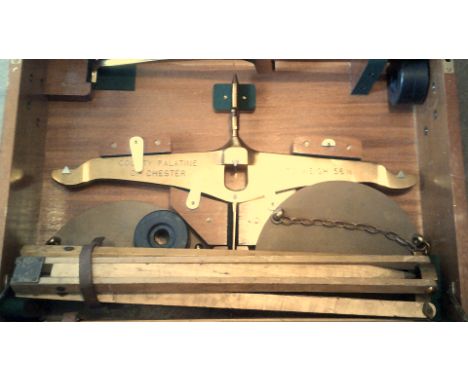 Corporation Scales-Ex Chester County Council-56lb Beam Scales by Avery-Brass and wood, lovely condition boxed (approx 2.1/2" 