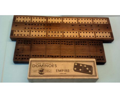 Games-Empire Dominoes-mint and boxed with two cribbage boards