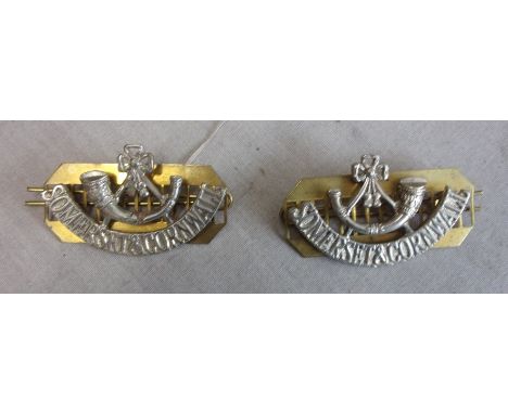 British Somerset &amp; Cornwall Light Infantry shoulder title pair. 