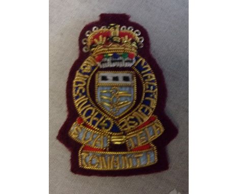 British Royal Army Ordnance Corps Cloth Officers cloth Cap badge, an excellent example.