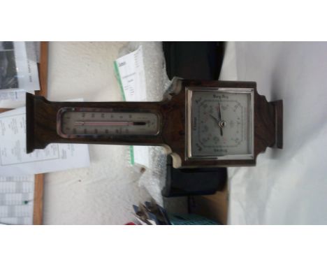 Barometer-'Shortland' Barometer by Smiths, Oak wood frame, approx 1`7" long