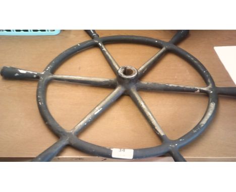 Vintage Ships Wheel-Approx 2.1/2 ships metal wheel six spokes