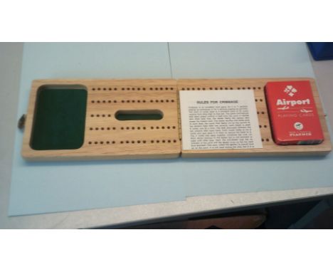 Cribbage Set- Fold away set in wooden box