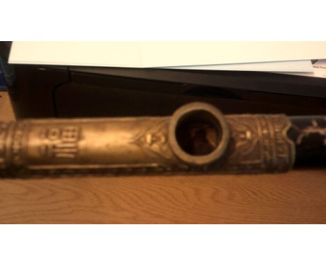 Vintage Opium Pipe-Bamboo and metal Chinese Opium Pipe, early 1900's etched