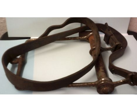 Vintage Horse Bit-Leather harness, funnel missing