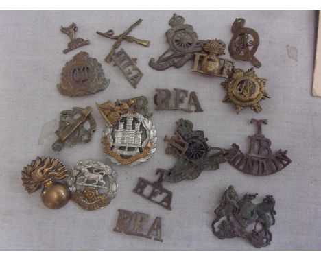 British Mixed Collar badge collection (10) Including: Army Medical Corps, Leicester Regiment, Royal Veterinary Corps etc. Goo