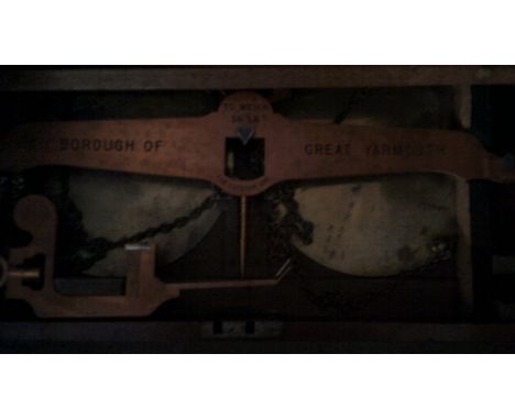 Corporation Scales - Official Pan Scales to 56lb-Borough of Great Yarmouth Ex-Boxed (2.1/2" x 1.1/2") Lovely condition wood a