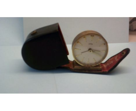 Vintage Travel Clock - made by Eities - in fold away case, with second hand and hand-wind alarm clock