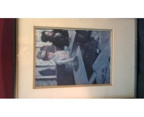 Painting-Print - Artist Vegas, of a very sad lady in a inn- wondering what to do next-Framed