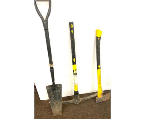 Selection of tools includes a pick axe, axe and a grafter 