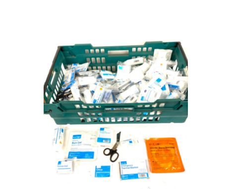 Selection of blue dot first aid dressings etc 