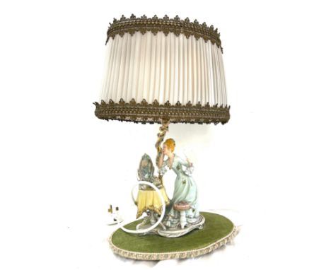 Capodimonte style table lamp measures approx 19" tall 