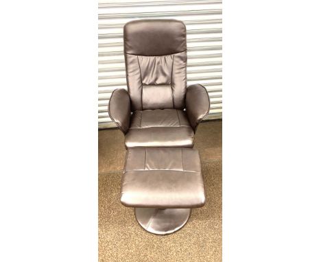 Leather easy chair and stool, over all good condition 