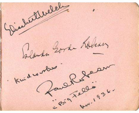 AUTOGRAPH ALBUM: A vintage autograph album containing over 40 signatures by various film stars, entertainers and a few direct