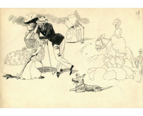 CARAN D'ACHE: (1858-1909) Emmanuel Poire. French satirist and political cartoonist. A good series of original pen and ink dra