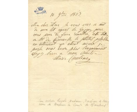 MARIE-CAROLINE OF BOURBON-TWO SICILIES: (1798-1870) Duchess of Berry. Italian princess of the House of Bourbon who married in