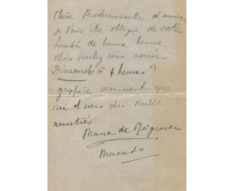 REGNIER MARIE DE: (1875-1963) Also known as Marie de Heredia, or her pen-name Gérard D´Houville. French Novelist & Poet. An i
