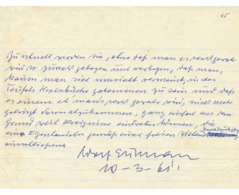 EICHMANN ADOLF: (1906-1962) German Nazi SS-Obersturmbannfuhrer of World War II. Rare autograph manuscript signed `Adolf Eichm