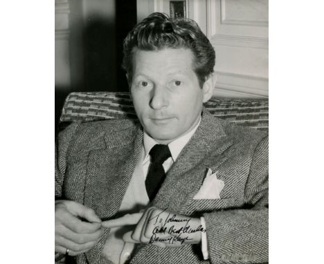 KAYE DANNY: (1911-1987) American actor, comedian and singer. Vintage signed and inscribed 8 x 10 photograph of Kaye seated in