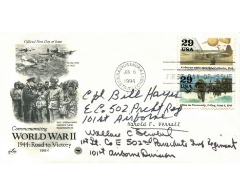 D-DAY: Signed First Day of Issue cover by both Wallace Strobel (1922-1999) and Bill Hayes (1918-2006) individually, being two
