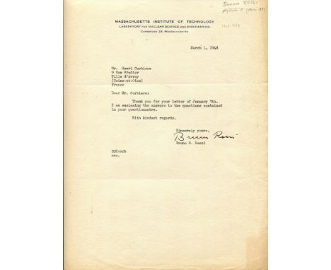 [MANHATTAN PROJECT]: ROSSI BRUNO (1905-1993) Italian experimental physicist who worked on radar at the MIT Radiation Laborato