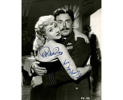 NIGHT WE DROPPED A CLANGER THE: Signed 7.5 x 9.5 vintage photograph by both Brian Rix (Wing Commander Blenkinsop VC) and Liz 