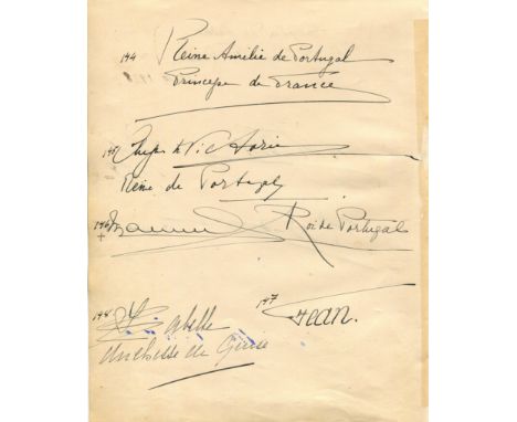MANUEL II: (1889-1932) King of Portugal 1908-10. Fountain pen ink signature ('Manuel, Roi de Portugal') on an 8vo page remove
