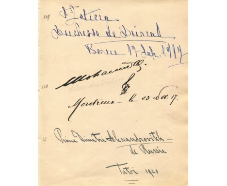EUROPE: A good selection of seven 8vo pages removed from an album bearing eighteen signatures, most to the recto only, by var