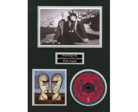 PINK FLOYD: Signed 8.5 x 5 photograph by both Pink Floyd guitarist David Gilmour and his wife, the lyricist and novelist Poll