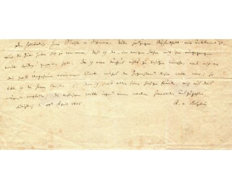 KOTZEBUE AUGUST VON: (1761-1819) German dramatist who was assassinated at the age of 57. Fragment of an A.L.S., A v. Kotzebue