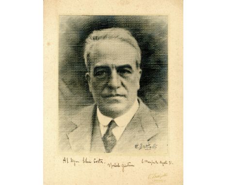 GIORDANO UMBERTO: (1867-1948) Italian composer. Vintage signed and inscribed 11.5 x 15 photograph, the unusually produced ima