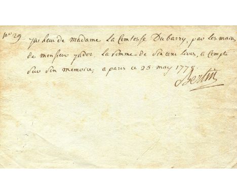 Madame du Barry makes a payment to Marie Antoinette’s dressmaker  BERTIN ROSE: (1747-1813) French Marchande de modes (milline