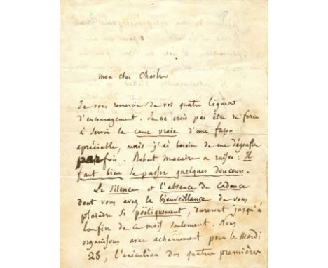 BERLIOZ HECTOR: (1803-1869) French Composer. A good A.L.S., `H. Berlioz´, two pages, 12mo, Paris, 9th January 1851, to Philar