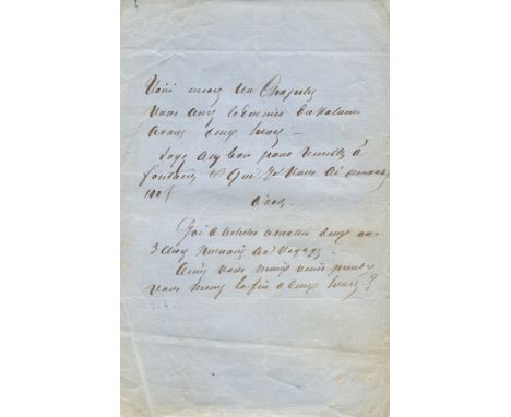 DUMAS ALEXANDRE: Père (1802-1870) French Writer whose works include The Three Musketeers. An interesting A.L., one page, 8vo,