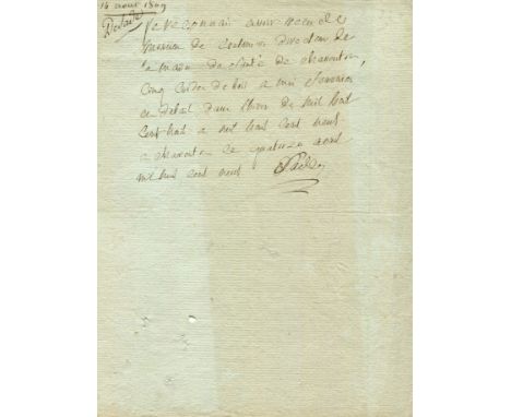 SADE MARQUIS DE: (1740-1814) Donatien Alphonse François de Sade. French Writer and Philosopher. Rare A.L.S., `Sade´, one page