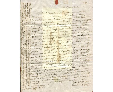 ROSSINI GIOACHINO: (1792-1868) Italian composer of operas. A.L.S., Gioachino Rossini, one page, 4to, Bologna, 2nd August 1847