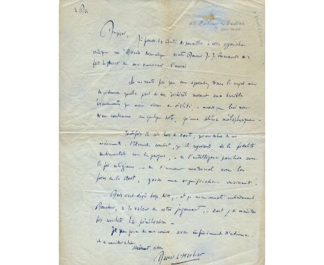 L'HERBIER MARCEL: (1888-1979) French film director. A.L.S., Marcel L'Herbier, one page, 4to, Boulevard des Invalides, Paris, 