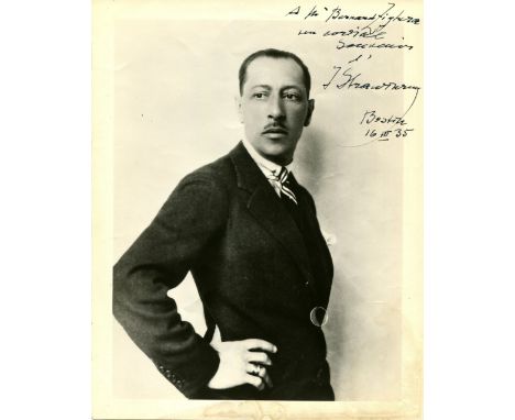 STRAVINSKY IGOR: (1882-1971) Russian composer, conductor and pianist. A good vintage signed and inscribed 8 x 10 photograph, 