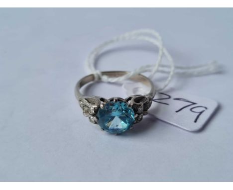 A WHITE GOLD (TESTED) ZIRCON AND DIAMOND ART DECO COCKTAIL RING 18 CT GOLD SIZE P - 4.9 GMS 
