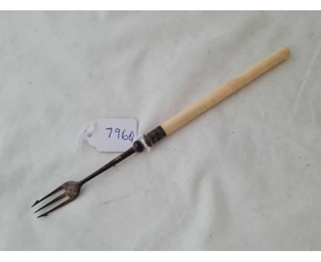 A Victorian pickle fork with bone handle, London 1887, by EH.