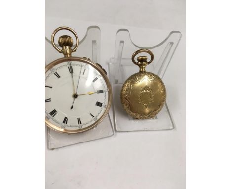 Vintage 9ct gold gents pocket watch &amp; 1 other yellow metal pocket watch 