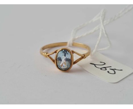 A single stone aquamarine set ring in 9ct mount size P